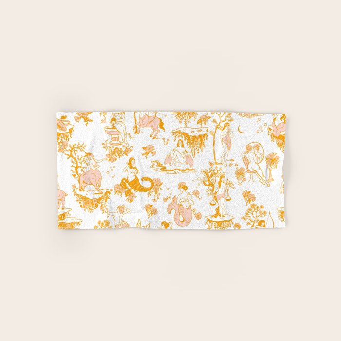 Gold Zodiac Toile Pattern Bath Towel Gallery Image 1