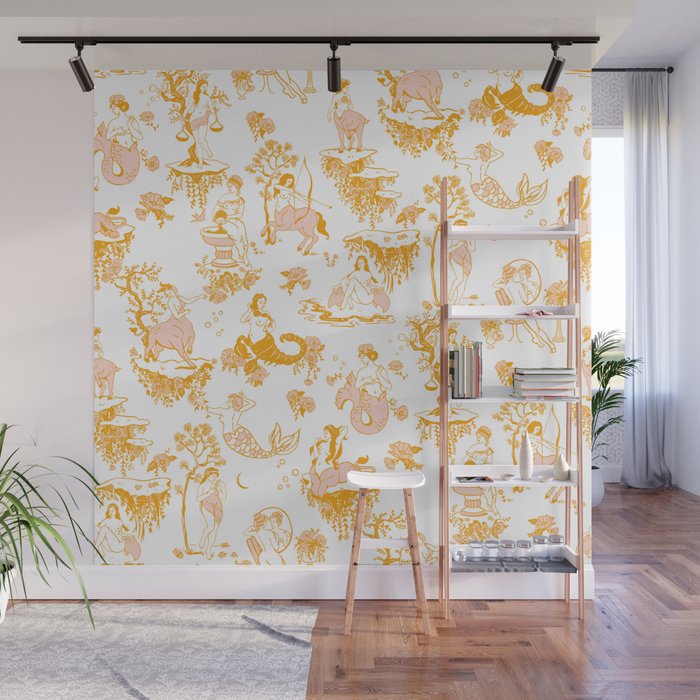 Gold Zodiac Toile Pattern Wall Mural Gallery Image 1