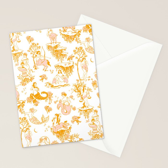 Gold Zodiac Toile Pattern Stationery Card Gallery Image 2