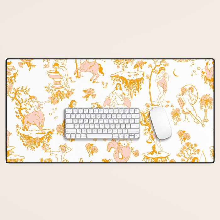 Gold Zodiac Toile Pattern Desk Mat Gallery Image 1