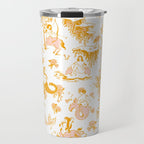 Gold Zodiac Toile Pattern Travel Mug Gallery Image 1