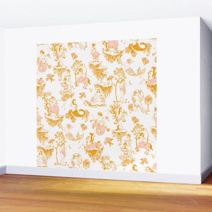 Gold Zodiac Toile Pattern Wall Mural Gallery Image 2