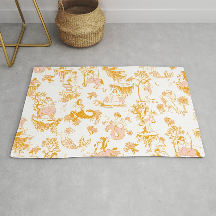 Gold Zodiac Toile Pattern Rug Gallery Image 1