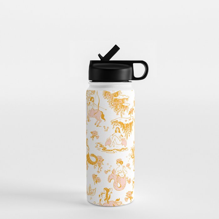 Gold Zodiac Toile Pattern Water Bottle Gallery Image 1