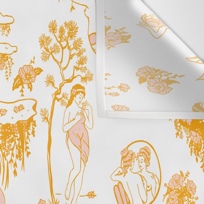 Gold Zodiac Toile Pattern Wall Tapestry Gallery Image 3