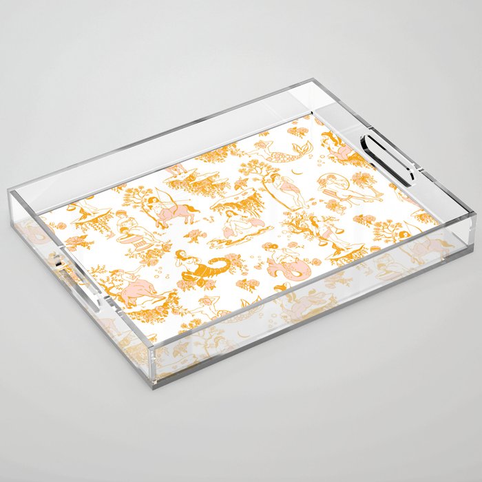 Gold Zodiac Toile Pattern Acrylic Tray Gallery Image 1