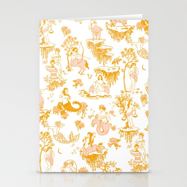 Gold Zodiac Toile Pattern Stationery Card Gallery Image 1