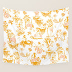 Gold Zodiac Toile Pattern Wall Tapestry Gallery Image 4