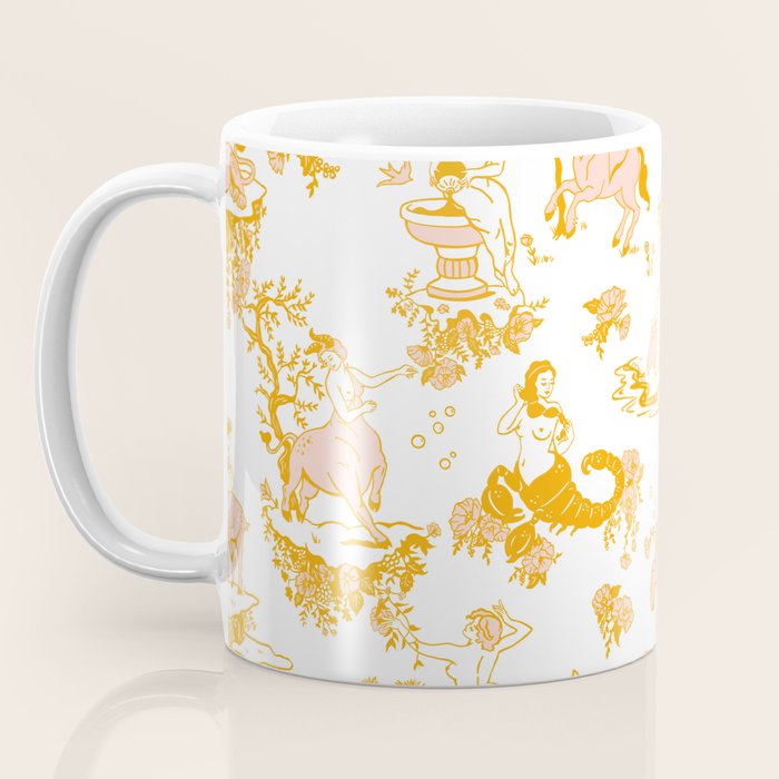 Gold Zodiac Toile Pattern Coffee Mug Gallery Image 3