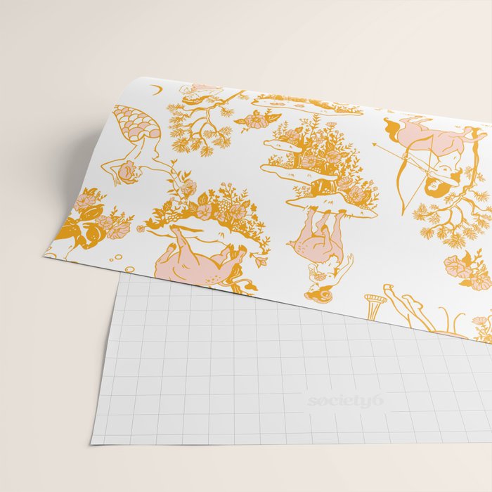 Gold Zodiac Toile Pattern Wrapping Paper Gallery Image 2