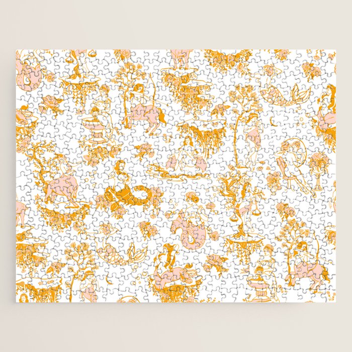 Gold Zodiac Toile Pattern Jigsaw Puzzle Gallery Image 1