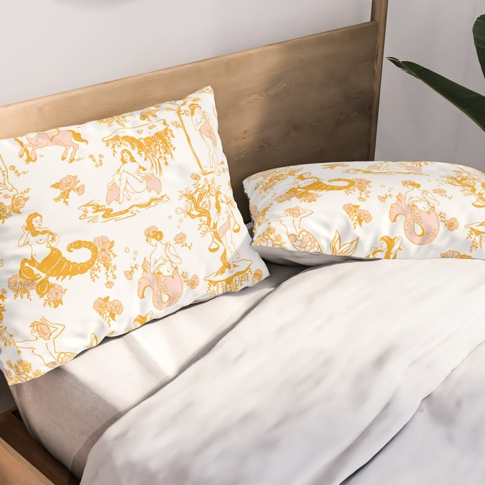 Gold Zodiac Toile Pattern Pillow Sham Gallery Image 2
