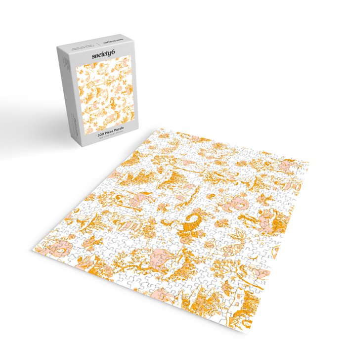 Gold Zodiac Toile Pattern Jigsaw Puzzle Gallery Image 2