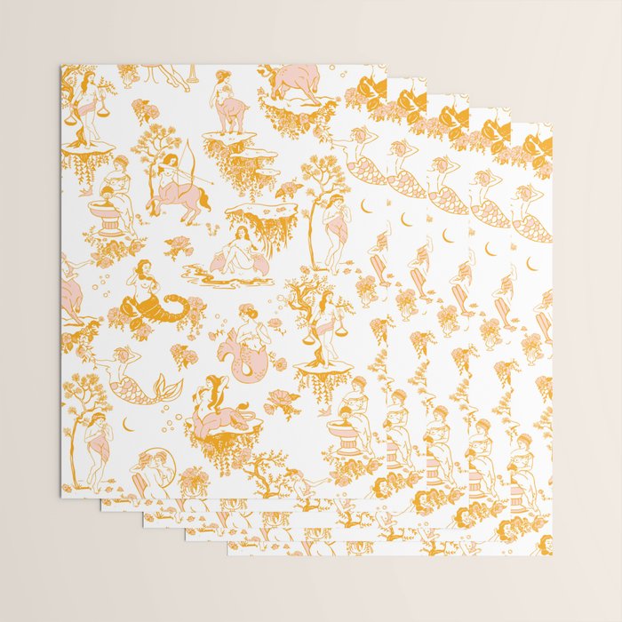 Gold Zodiac Toile Pattern Wrapping Paper Gallery Image 3