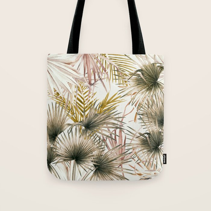 Pink Green leaf II Tote Bag Gallery Image 1