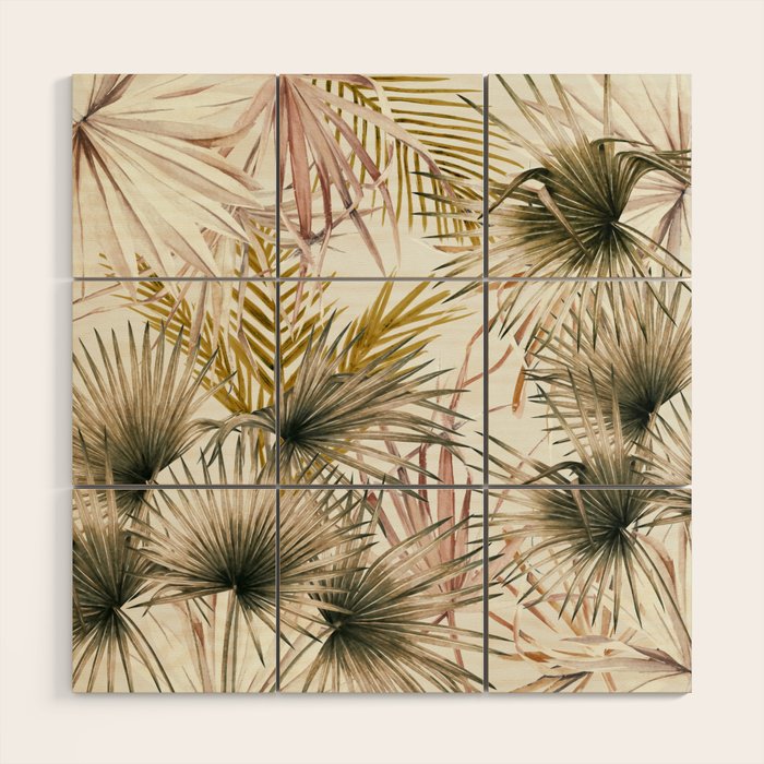 Pink Green leaf II Wood Wall Art Gallery Image 1