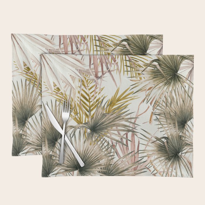 Pink Green leaf II Placemat Gallery Image 1