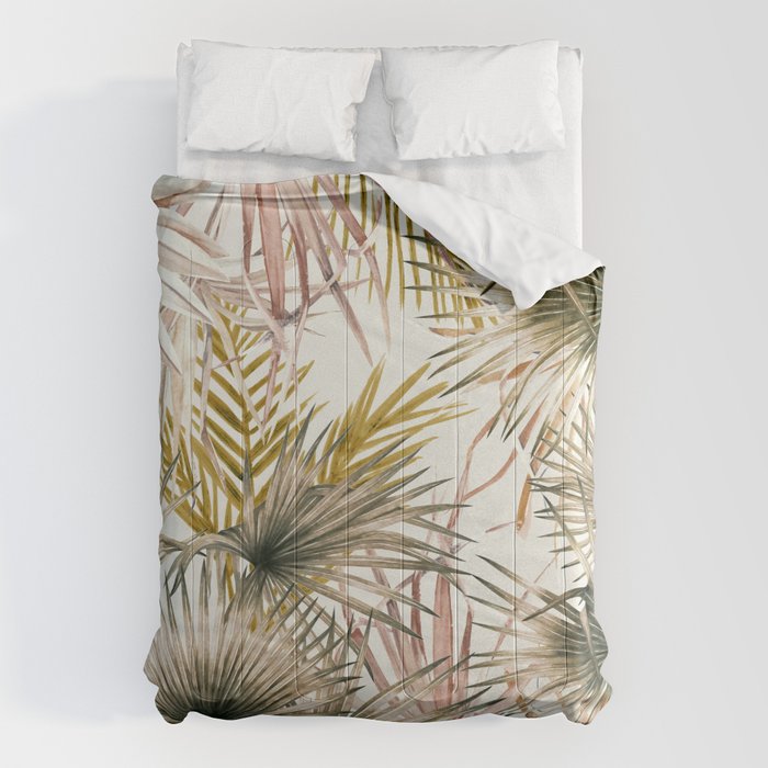 Pink Green leaf II Comforter Gallery Image 1