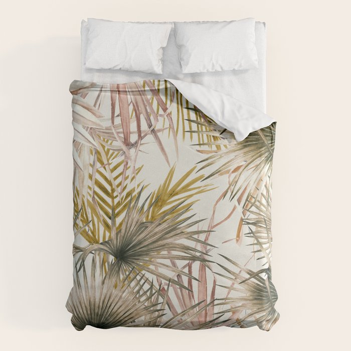 Pink Green leaf II Duvet Cover Gallery Image 1