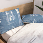 NASA SpaceX Crew Dragon Spacecraft & Falcon 9 Rocket Blueprint in High Resolution (light blue) Pillow Sham Gallery Image 2