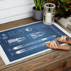 NASA SpaceX Crew Dragon Spacecraft & Falcon 9 Rocket Blueprint in High Resolution (light blue) Outdoor Rug Gallery Image 2