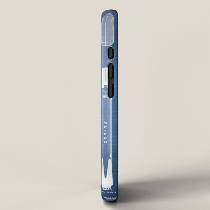 NASA SpaceX Crew Dragon Spacecraft & Falcon 9 Rocket Blueprint in High Resolution (light blue) iPhone Case Gallery Image 2