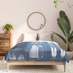 NASA SpaceX Crew Dragon Spacecraft & Falcon 9 Rocket Blueprint in High Resolution (light blue) Comforter Gallery Image 3