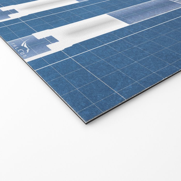 NASA SpaceX Crew Dragon Spacecraft & Falcon 9 Rocket Blueprint in High Resolution (light blue) Welcome Mat Gallery Image 2