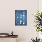 NASA SpaceX Crew Dragon Spacecraft & Falcon 9 Rocket Blueprint in High Resolution (light blue) Poster Gallery Image 2