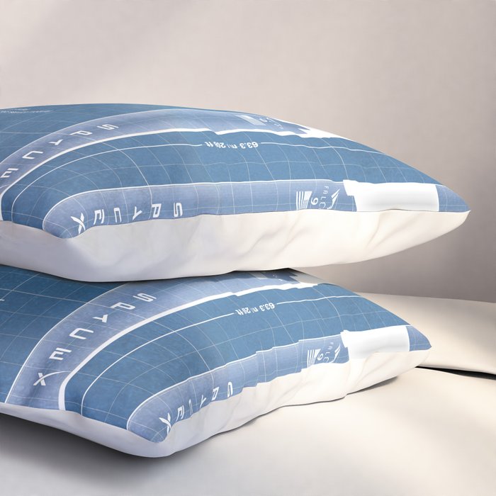 NASA SpaceX Crew Dragon Spacecraft & Falcon 9 Rocket Blueprint in High Resolution (light blue) Pillow Sham Gallery Image 3