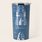 NASA SpaceX Crew Dragon Spacecraft & Falcon 9 Rocket Blueprint in High Resolution (light blue) Travel Mug Gallery Image 1