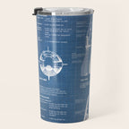 NASA SpaceX Crew Dragon Spacecraft & Falcon 9 Rocket Blueprint in High Resolution (light blue) Travel Mug Gallery Image 3