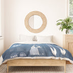 NASA SpaceX Crew Dragon Spacecraft & Falcon 9 Rocket Blueprint in High Resolution (light blue) Duvet Cover Gallery Image 3