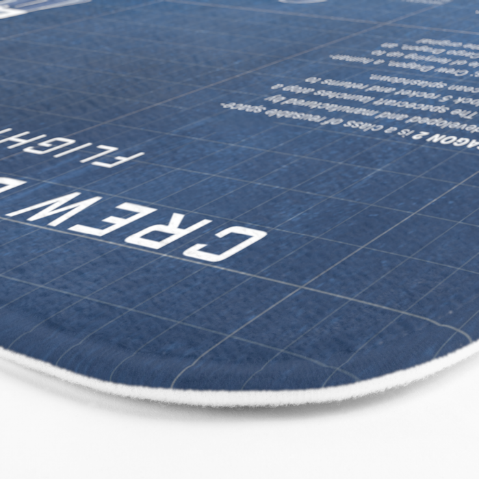 NASA SpaceX Crew Dragon Spacecraft & Falcon 9 Rocket Blueprint in High Resolution (light blue) Bath Mat Gallery Image 3