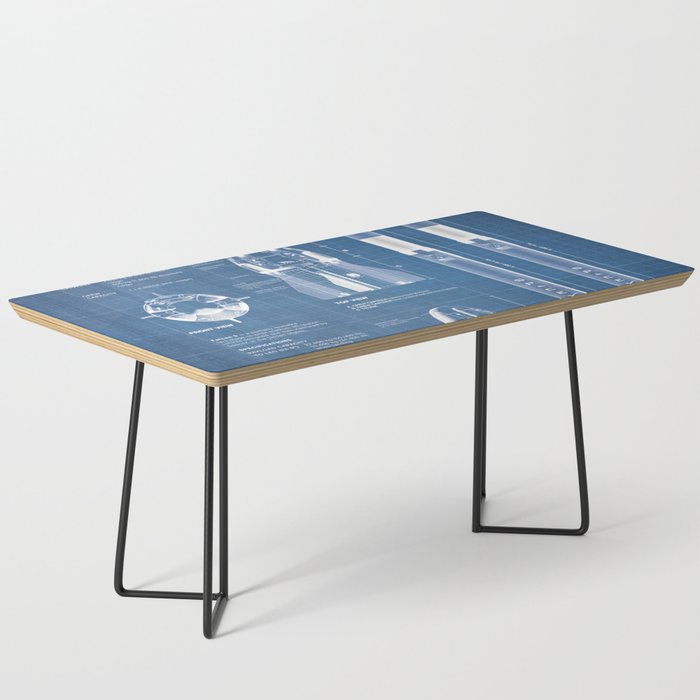 NASA SpaceX Crew Dragon Spacecraft & Falcon 9 Rocket Blueprint in High Resolution (light blue) Coffee Table Gallery Image 1