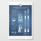 NASA SpaceX Crew Dragon Spacecraft & Falcon 9 Rocket Blueprint in High Resolution (light blue) Cutting Board Gallery Image 1