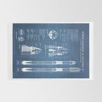 NASA SpaceX Crew Dragon Spacecraft & Falcon 9 Rocket Blueprint in High Resolution (light blue) Rug Gallery Image 2