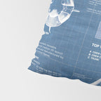 NASA SpaceX Crew Dragon Spacecraft & Falcon 9 Rocket Blueprint in High Resolution (light blue) Pillow Sham Gallery Image 4