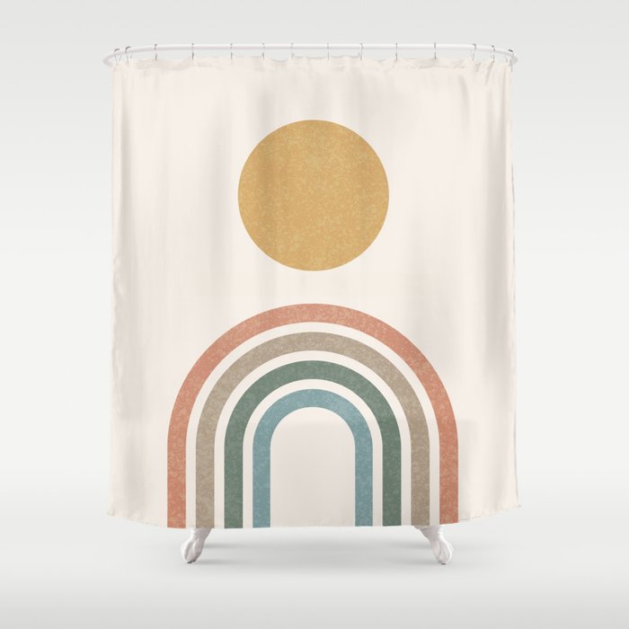 Mid-Century Modern Rainbow Shower Curtain Gallery Image 1