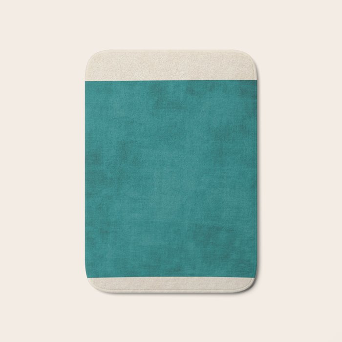 Teal Rich Texture Linen Minimalist Art Bath Mat Gallery Image 1