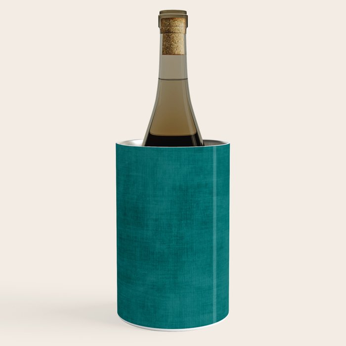 Teal Rich Texture Linen Minimalist Art Wine Chiller Gallery Image 2