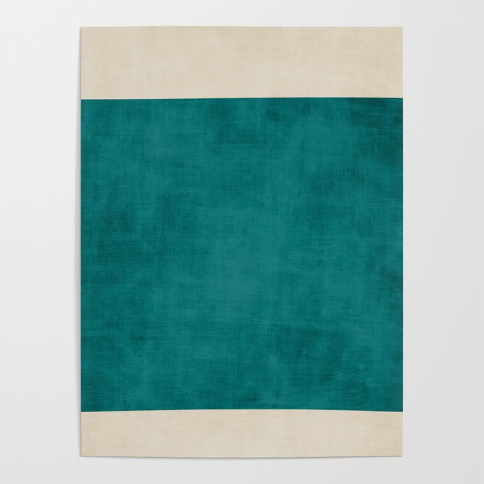 Teal Rich Texture Linen Minimalist Art Poster Gallery Image 4