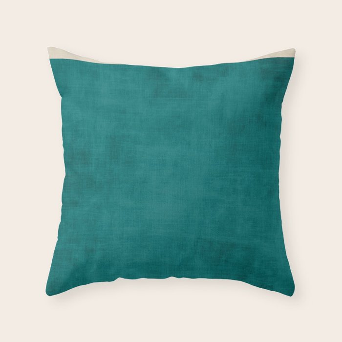 Teal Rich Texture Linen Minimalist Art Throw Pillow Gallery Image 6