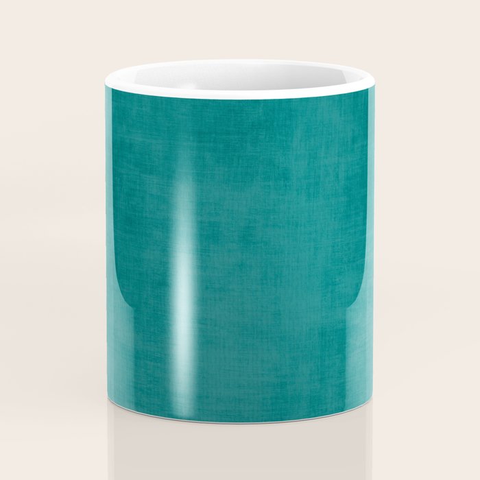 Teal Rich Texture Linen Minimalist Art Coffee Mug Gallery Image 4