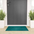 Teal Rich Texture Linen Minimalist Art Welcome Mat Gallery Image 3