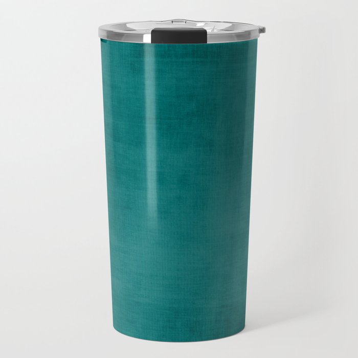 Teal Rich Texture Linen Minimalist Art Travel Mug Gallery Image 1