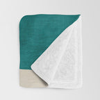 Teal Rich Texture Linen Minimalist Art Throw Blanket Gallery Image 3