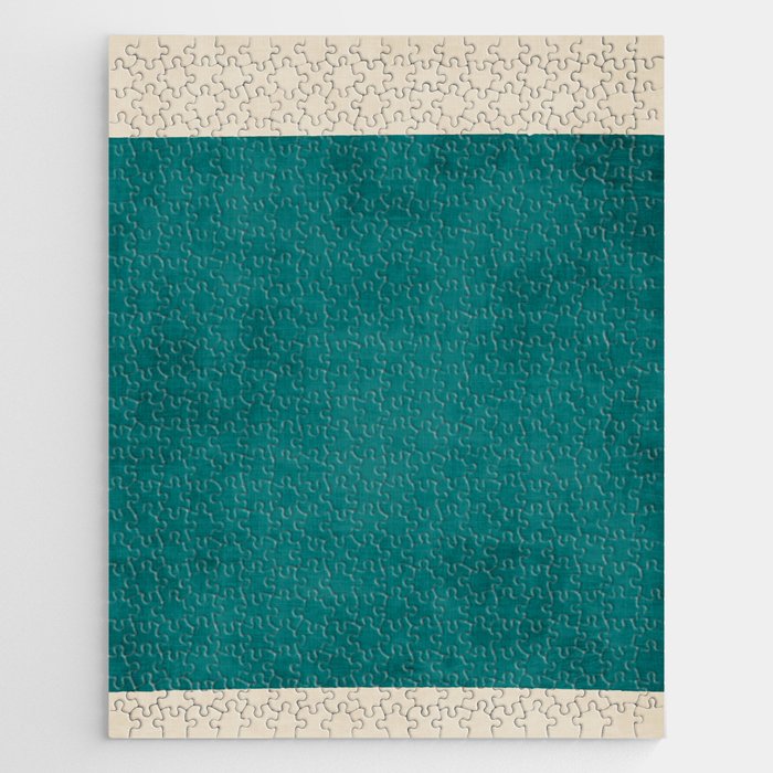 Teal Rich Texture Linen Minimalist Art Jigsaw Puzzle Gallery Image 1
