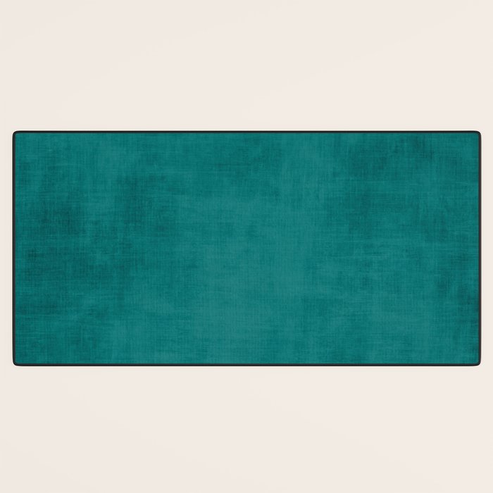 Teal Rich Texture Linen Minimalist Art Desk Mat Gallery Image 3