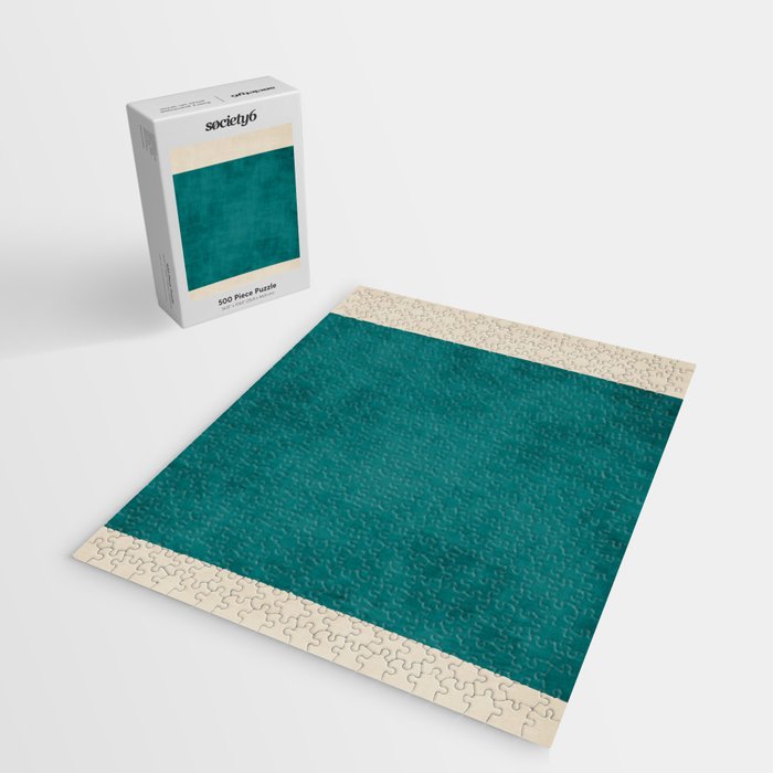Teal Rich Texture Linen Minimalist Art Jigsaw Puzzle Gallery Image 2